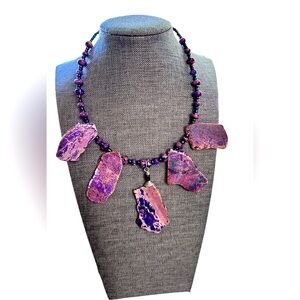 24 inch Purple Jasper Statement Necklace